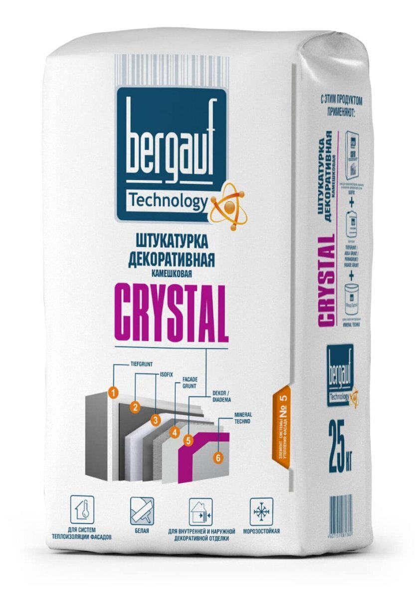 Смесь сухая штукатурная декоративная BERGAUF Crystal камешковая зерно 2,5-3 25 кг