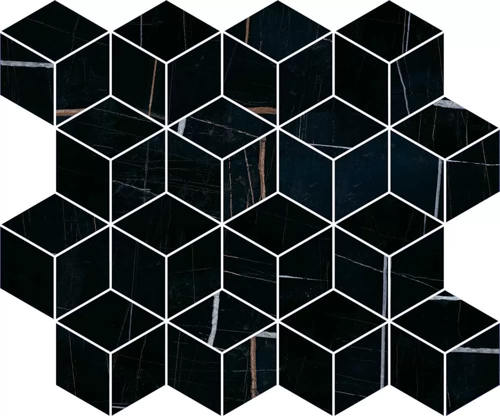 Декор Греппи черный мозаичный глянцевый 45x37,5x1