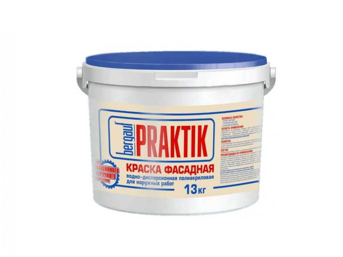 Краска фасадная водно-дисперсионная полиакриловая для наружных работ BERGAUF Praktik Зима 13 кг