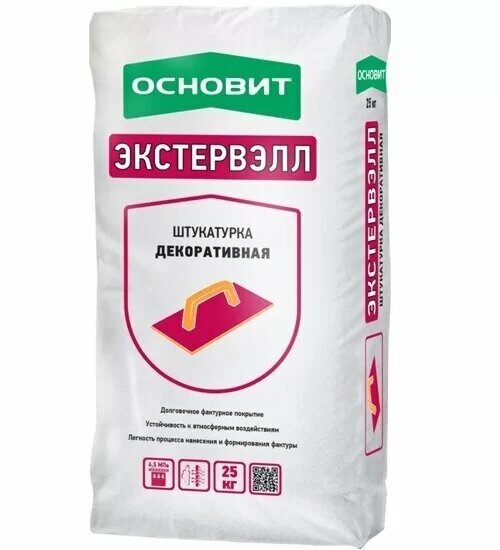 Штукатурка декоративная ОСНОВИТ Экстервэлл OS-2,0 WS шуба белый 25 кг