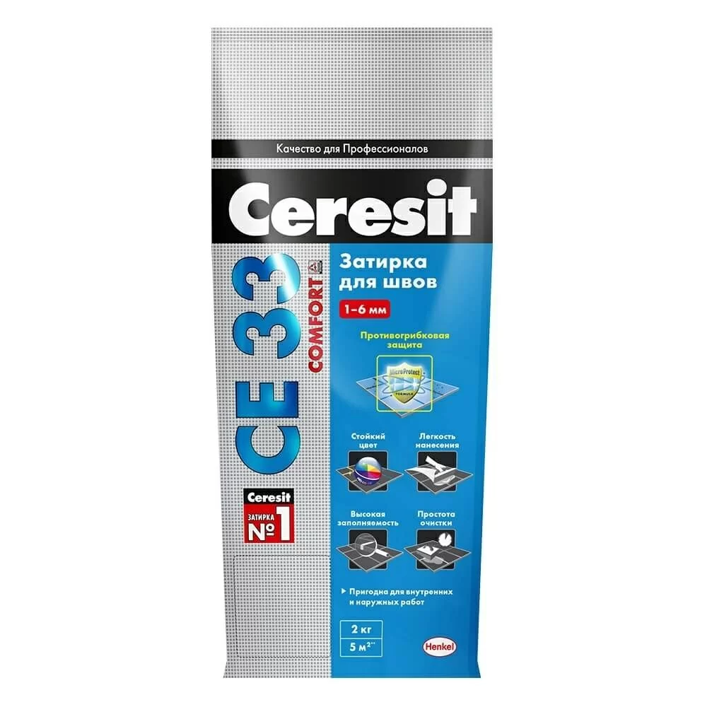Затирка для швов цементная Церезит CE 33 Comfort натура фольга, 5 кг