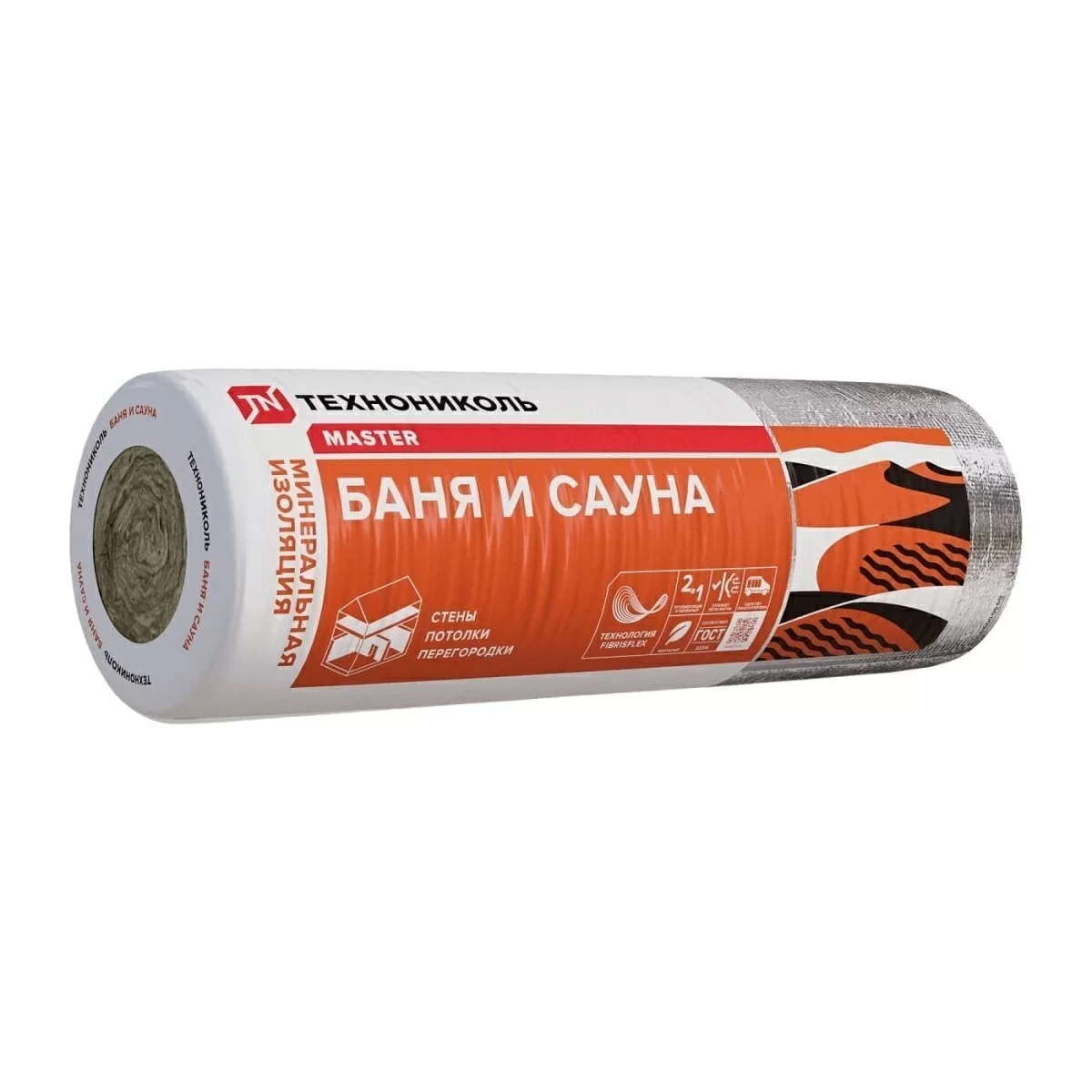 Мат минераловатный ТЕХНОНИКОЛЬ 40 Ralu Баня и сауна, 12500x1200x50 мм, 15 м2