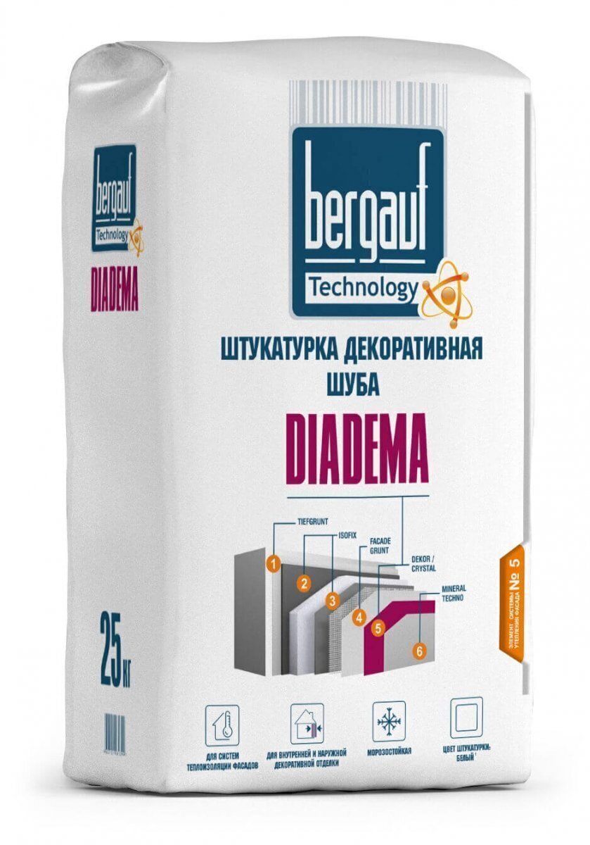Смесь сухая штукатурная декоративная BERGAUF Diadema шуба 25 кг