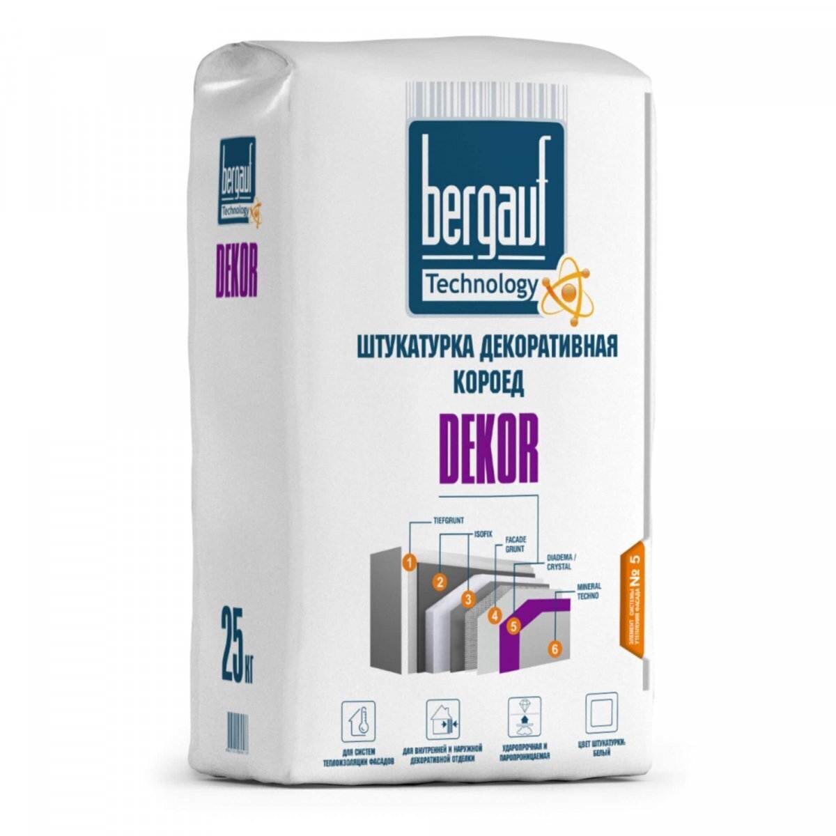 Смесь сухая штукатурная декоративная BERGAUF Dekor короед зима 25 кг