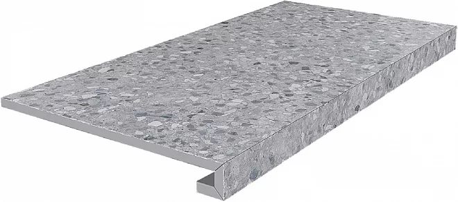 Ступень клееная Терраццо серый  33x60x0,9