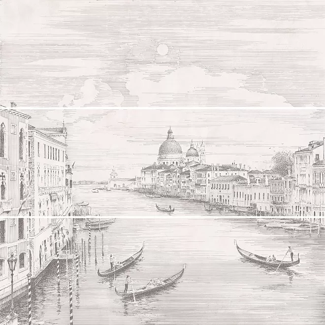 Панно Город на воде Venice матовый (из 3 ч. разм. 25х75) обрезной 75x75x0,9