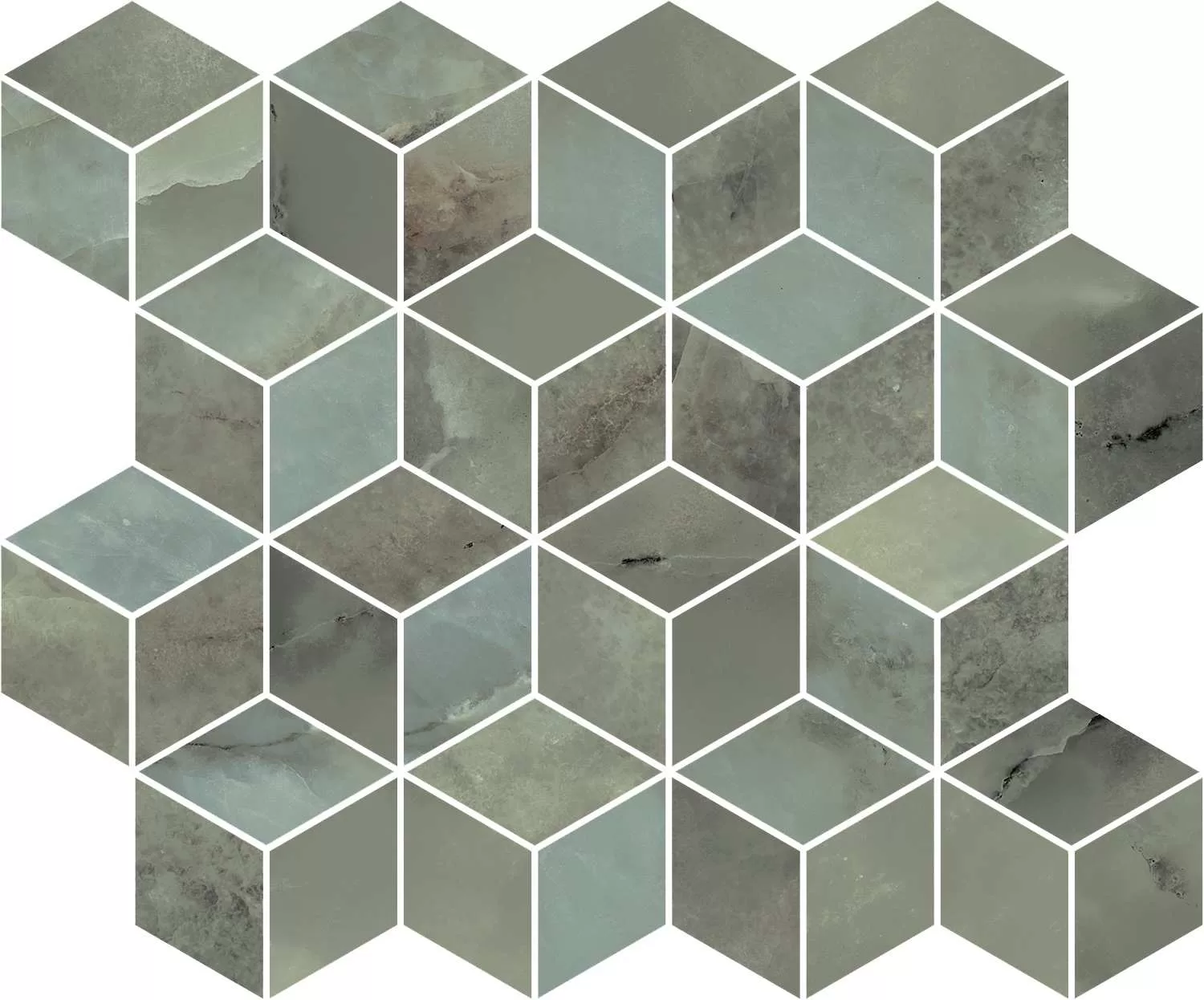 Декор Джардини зеленый мозаичный глянцевый 45x37,5x1