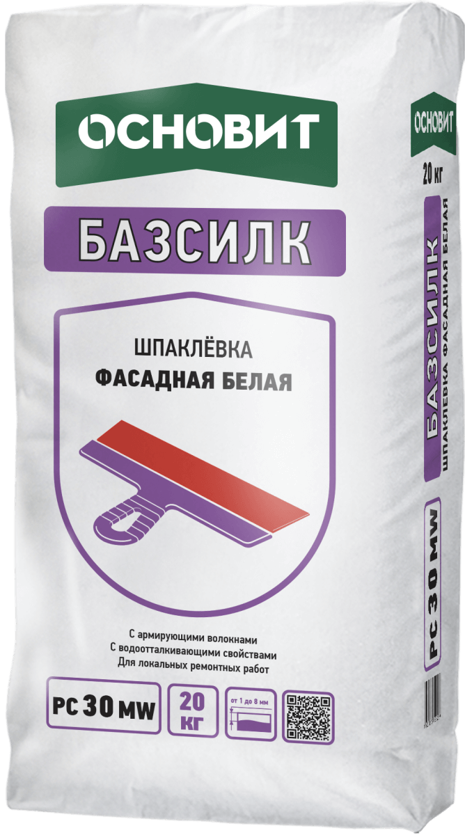 Шпатлевка фасадная Основит Базсилк PC30 MW белая 20 кг