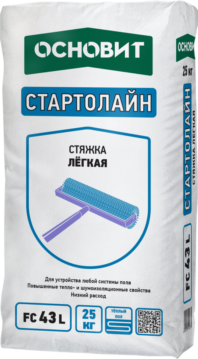 Смесь сухая легкая для стяжки пола Основит Стартолайн FC43 L 25 кг